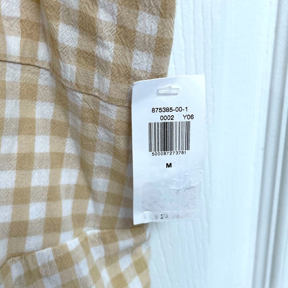 Old Navy Tan White Gingham Flowy Back Elastic Tank Women’s Size M - Picture 2 of 6